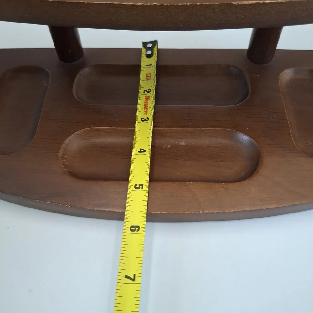 Vintage MCM Wooden 2-Tier Valet Tray Desk Organizer Watch Coins Jewelry Caddy